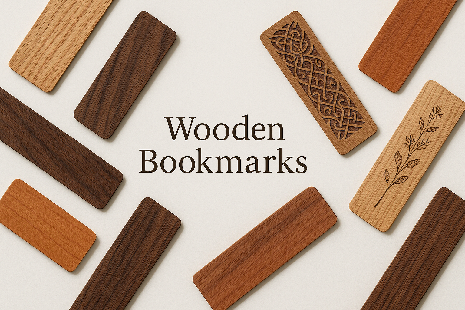 Create a banner for my website on the topic of Wooden Bookmarks