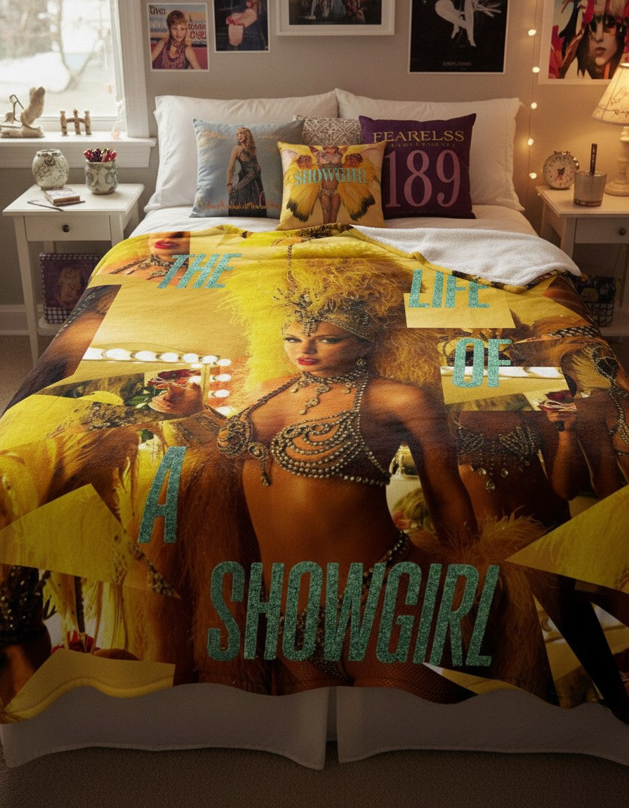 Showgirl Era Cozy Blanket - Sparkly Red Feather Art Throw for Fans and Collectors