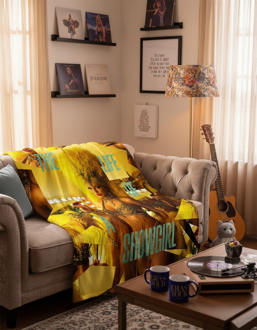 Showgirl Era Cozy Blanket - Sparkly Red Feather Art Throw for Fans and Collectors