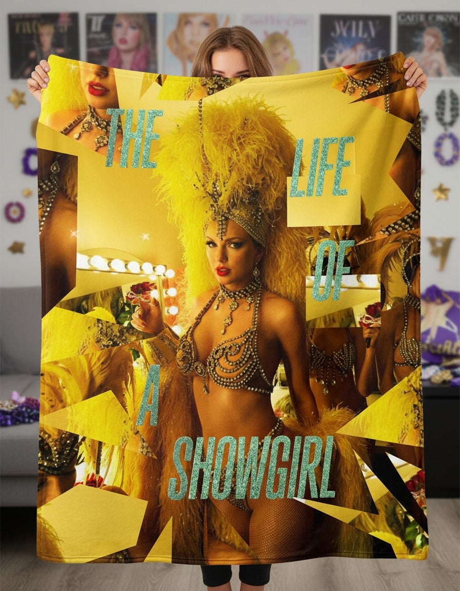 Showgirl Era Cozy Blanket - Sparkly Red Feather Art Throw for Fans and Collectors