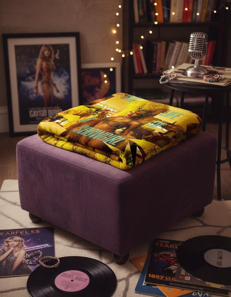 Showgirl Era Cozy Blanket - Sparkly Red Feather Art Throw for Fans and Collectors