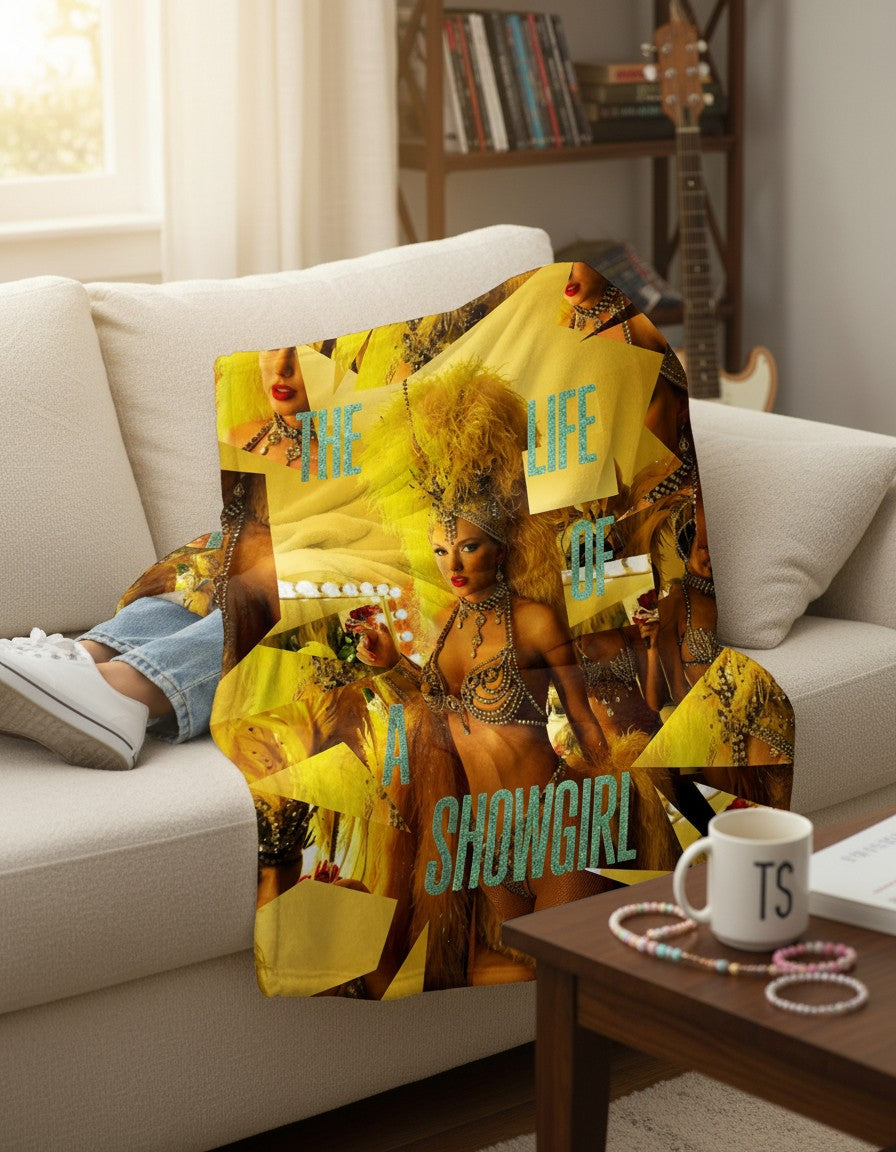 Showgirl Era Cozy Blanket - Sparkly Red Feather Art Throw for Fans and Collectors