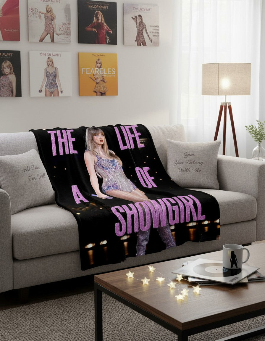 The Life of a Showgirl Throw Blanket - Taylor Album Aesthetic Room Decor Gift