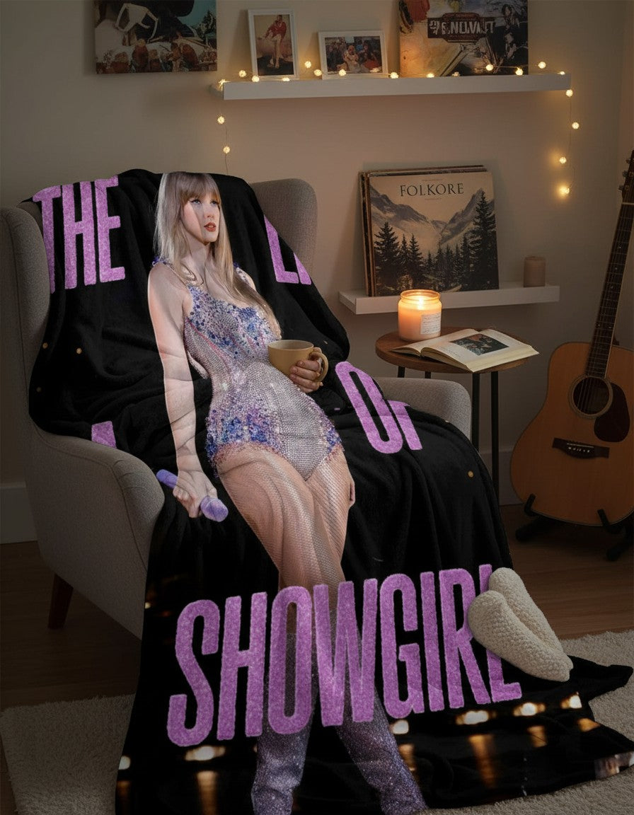 The Life of a Showgirl Throw Blanket - Taylor Album Aesthetic Room Decor Gift