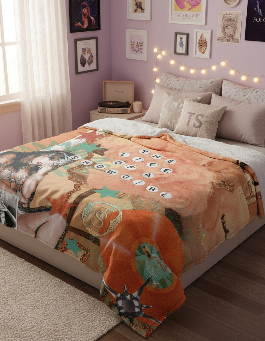 Taylor Inspired Showgirl Era Cozy Blanket – Limited Edition Album Era Throw