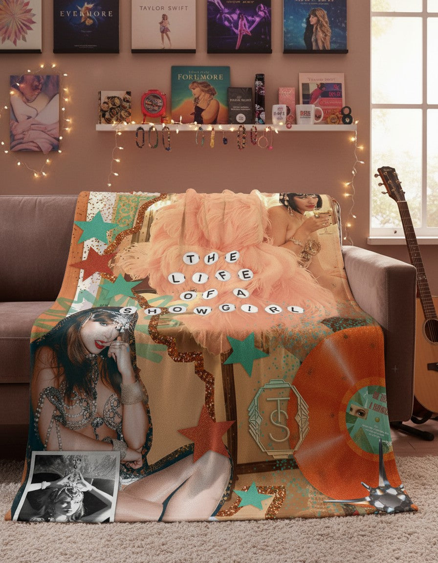 Taylor Inspired Showgirl Era Cozy Blanket – Limited Edition Album Era Throw