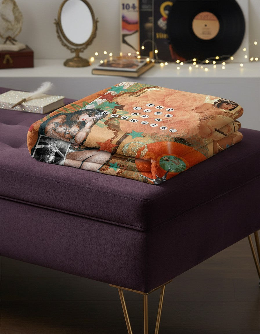 Taylor Inspired Showgirl Era Cozy Blanket – Limited Edition Album Era Throw