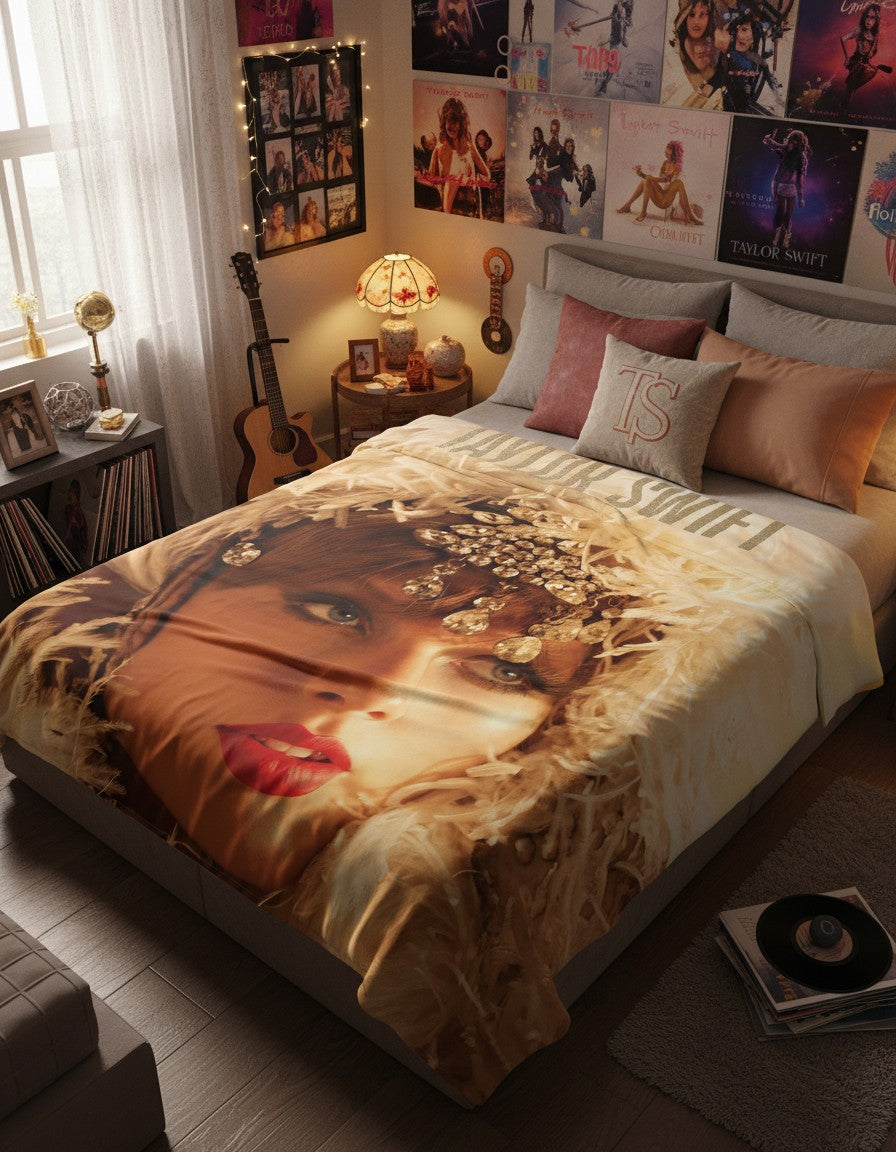 Showgirl Era Fleece Blanket – Taylor Inspired Album Design Cozy Throw Gift