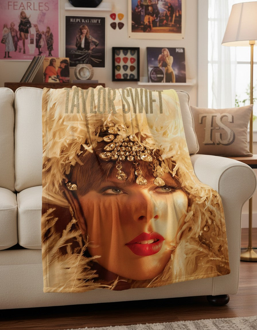 Showgirl Era Fleece Blanket – Taylor Inspired Album Design Cozy Throw Gift