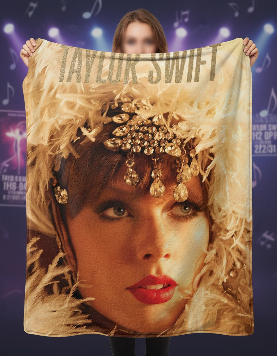 Showgirl Era Fleece Blanket – Taylor Inspired Album Design Cozy Throw Gift