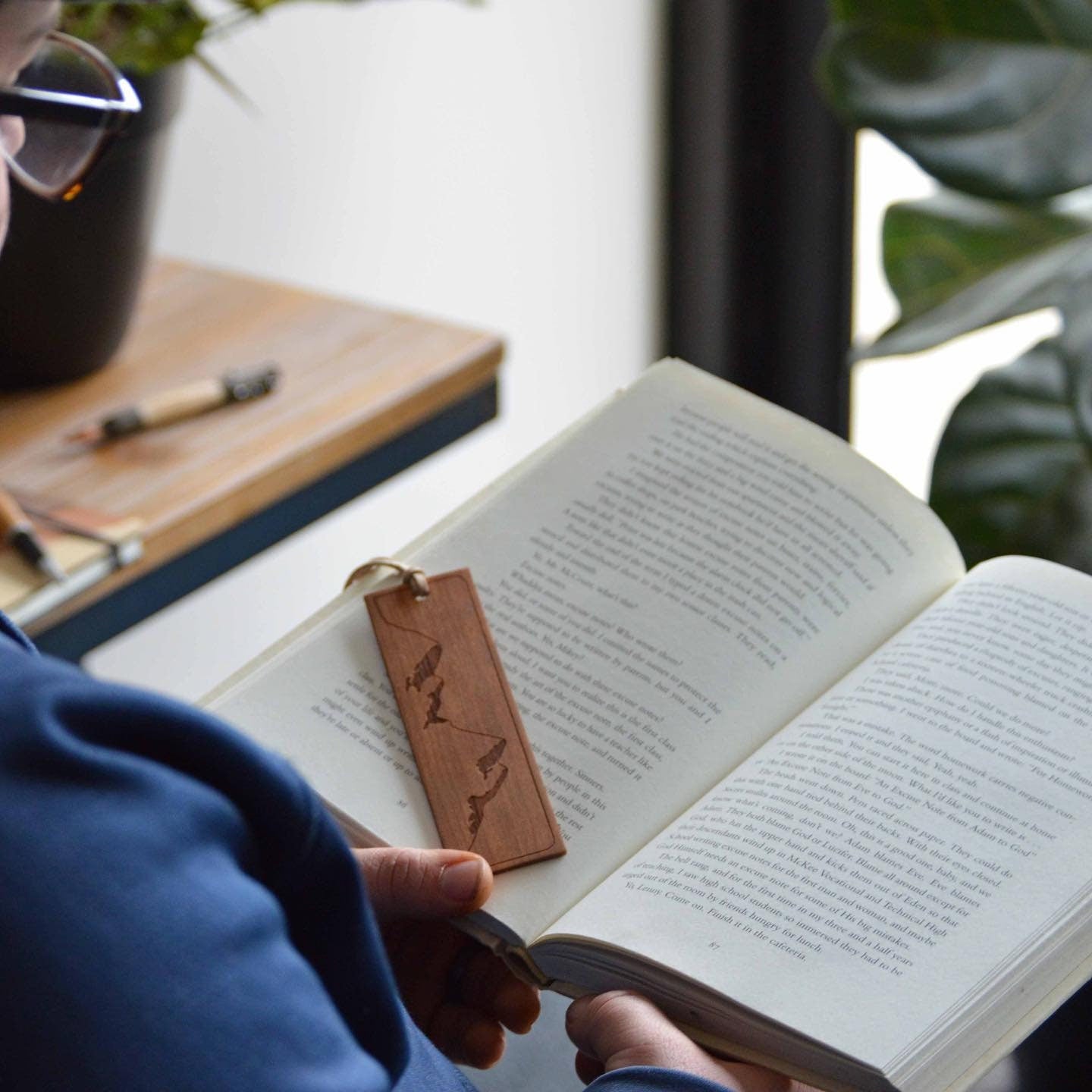 Handcrafted Wooden Mountain Bookmark