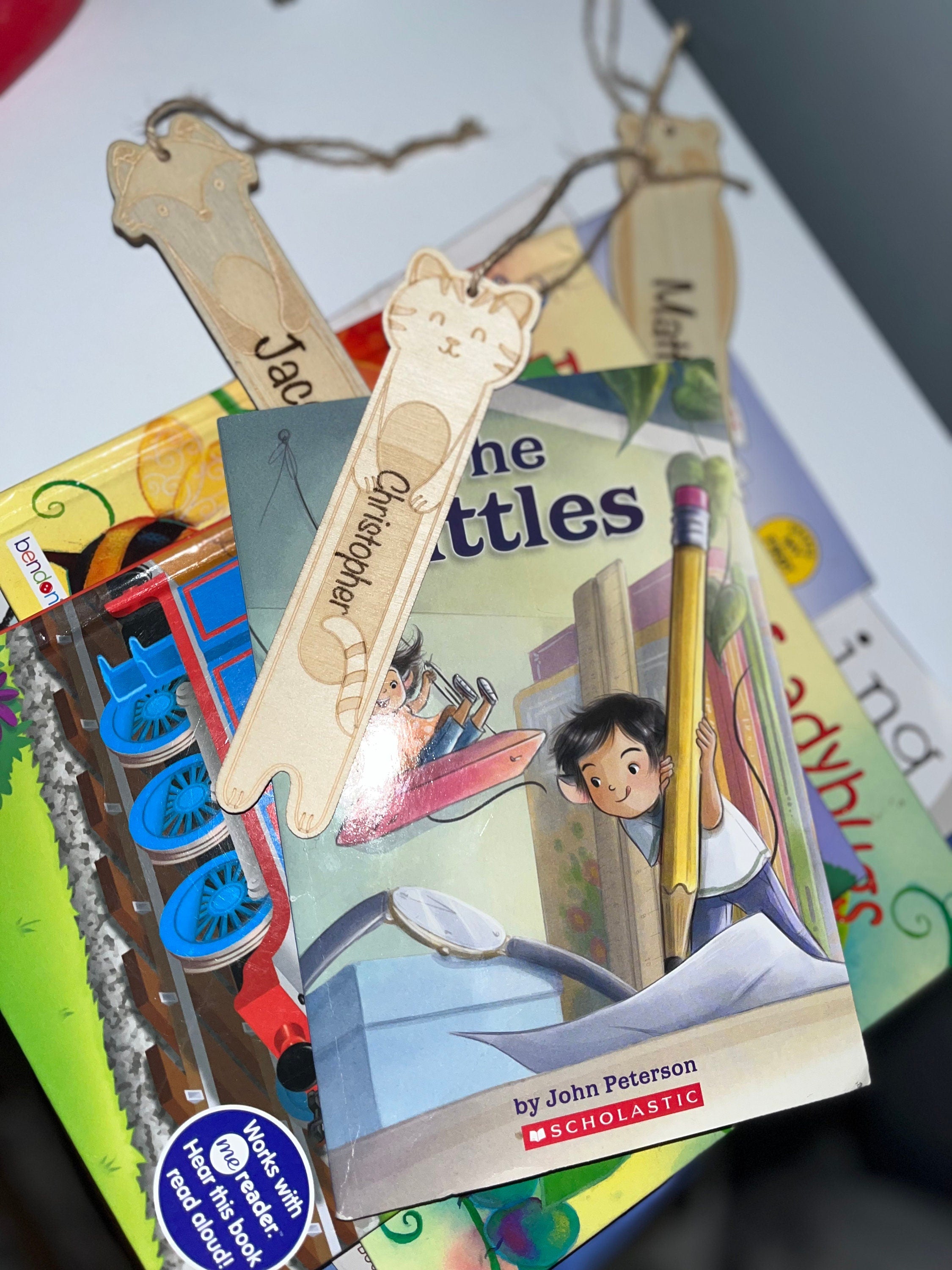 Personalized Wooden animal book marks