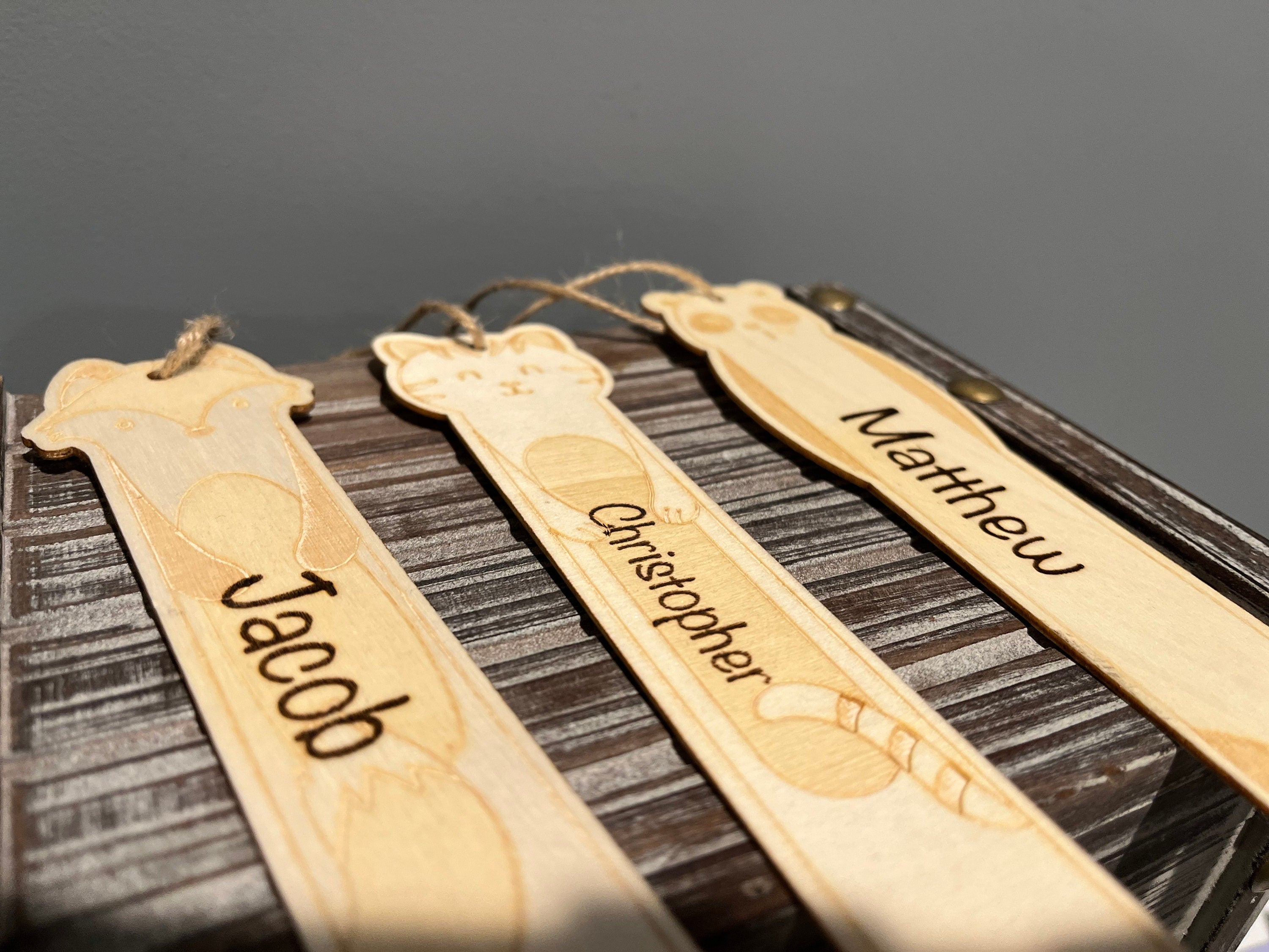 Personalized Wooden animal book marks