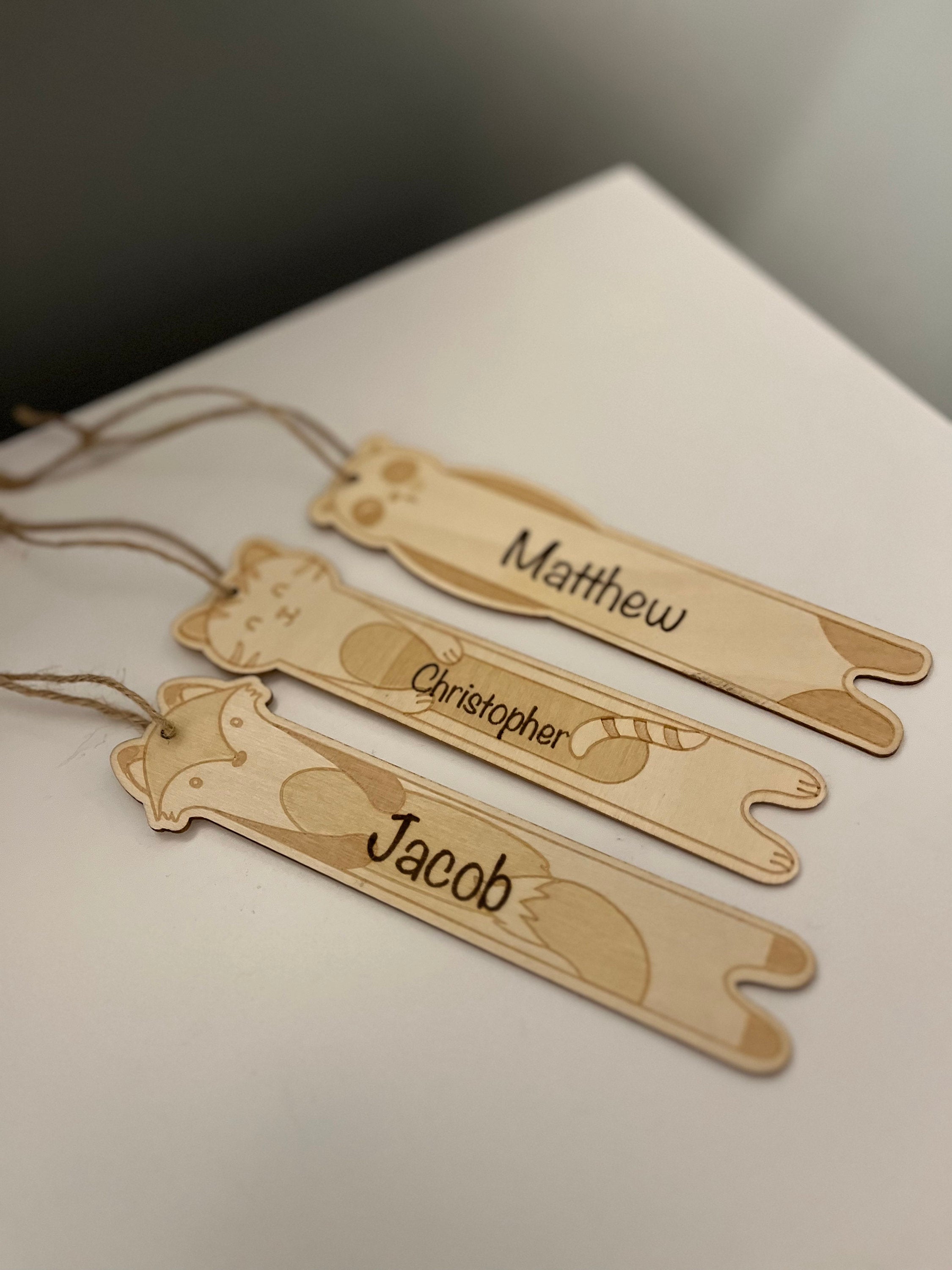 Personalized Wooden animal book marks