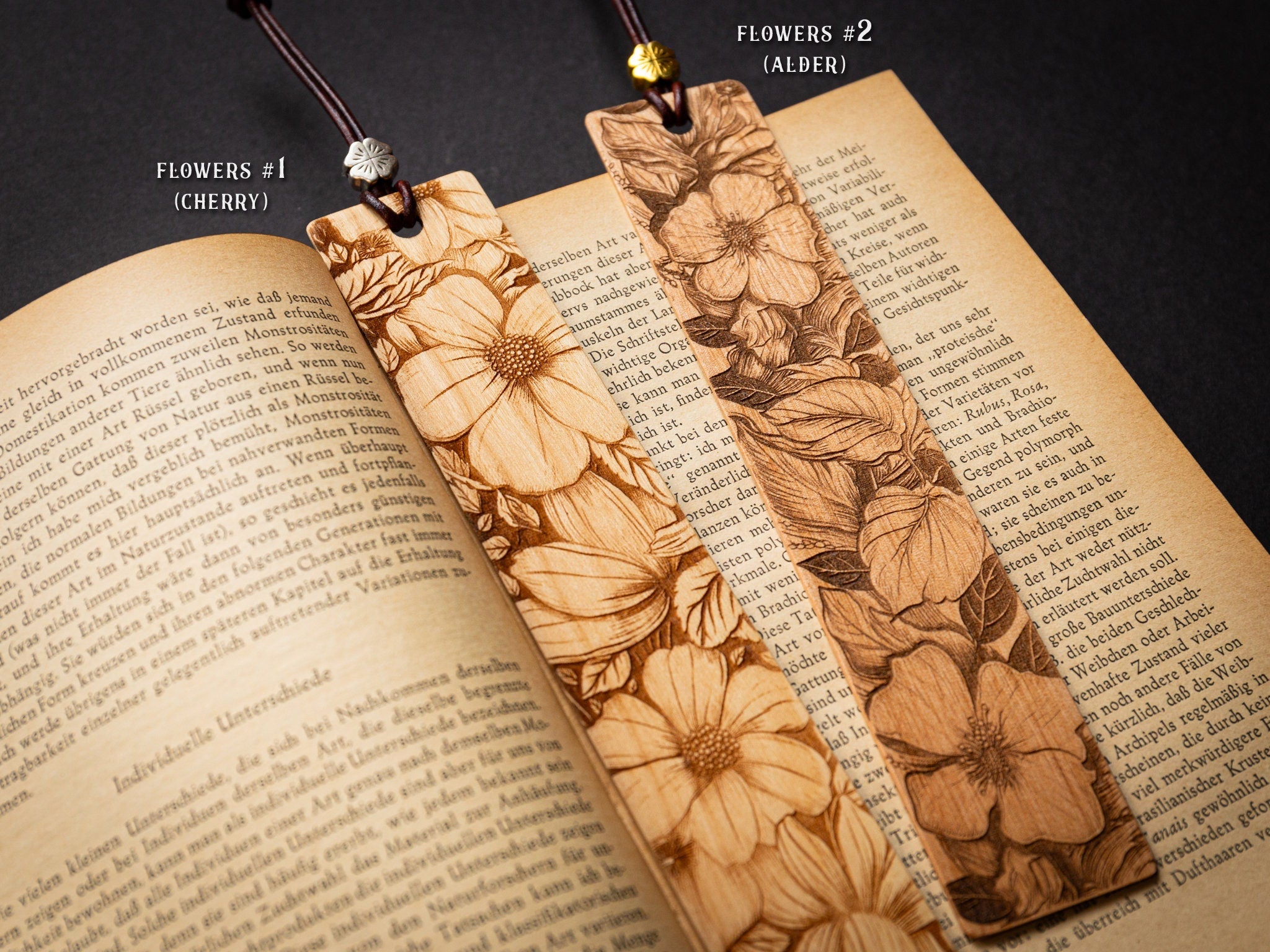 Wooden Bookmark - Flowers and Mushroom Forest