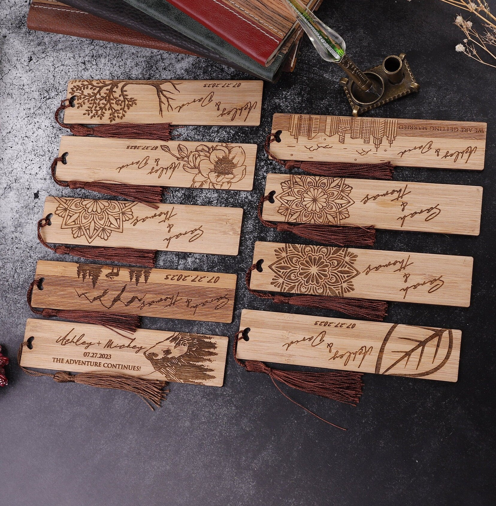 Personalized Wooden Bookmark Wedding Favor
