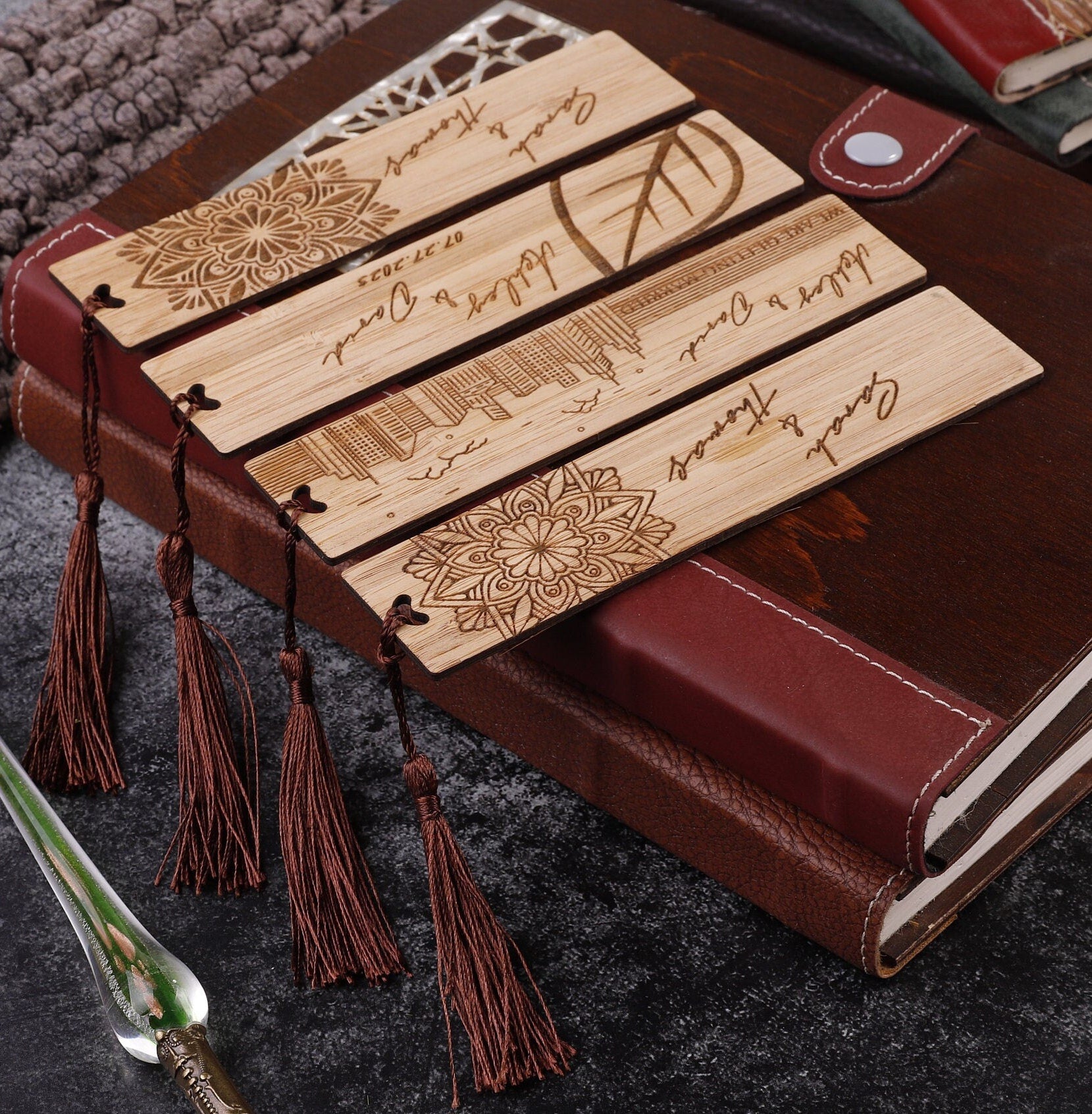 Personalized Wooden Bookmark Wedding Favor
