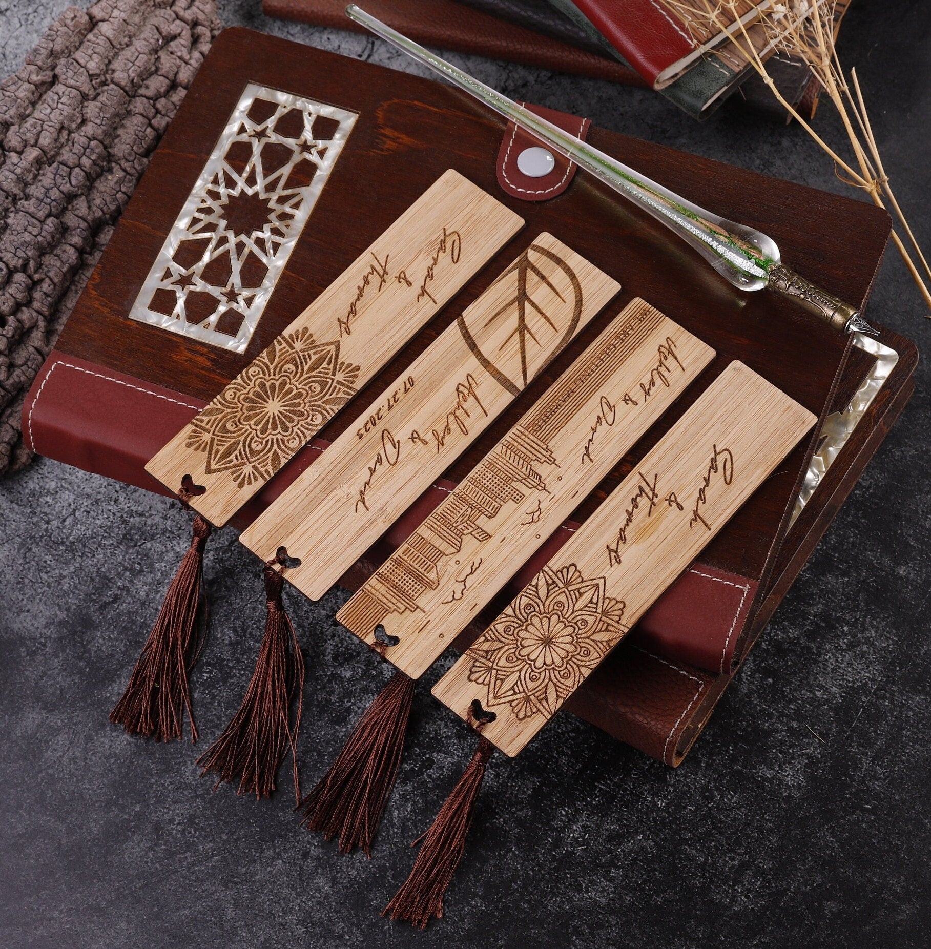 Personalized Wooden Bookmark Wedding Favor