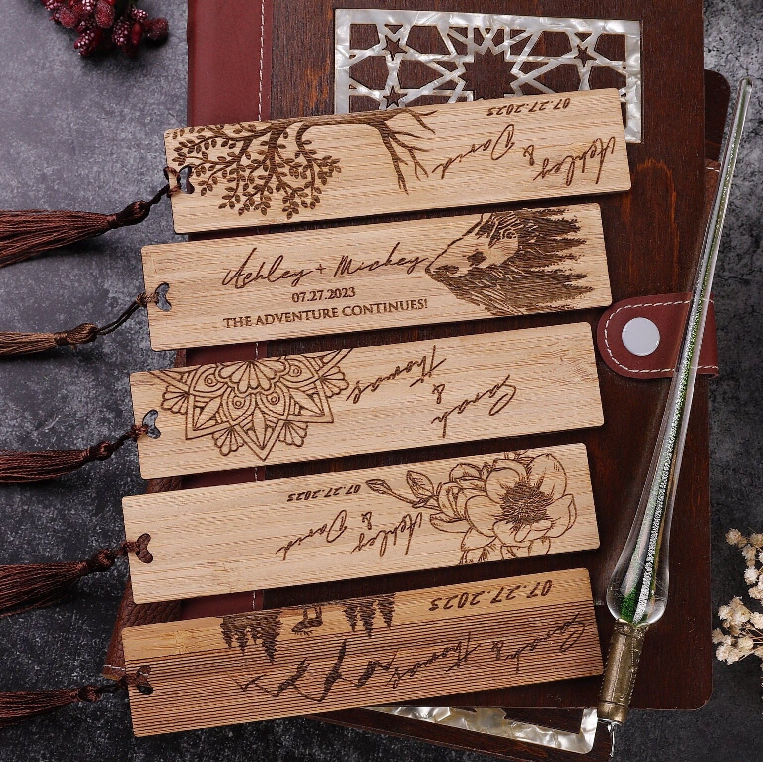 Personalized Wooden Bookmark Wedding Favor