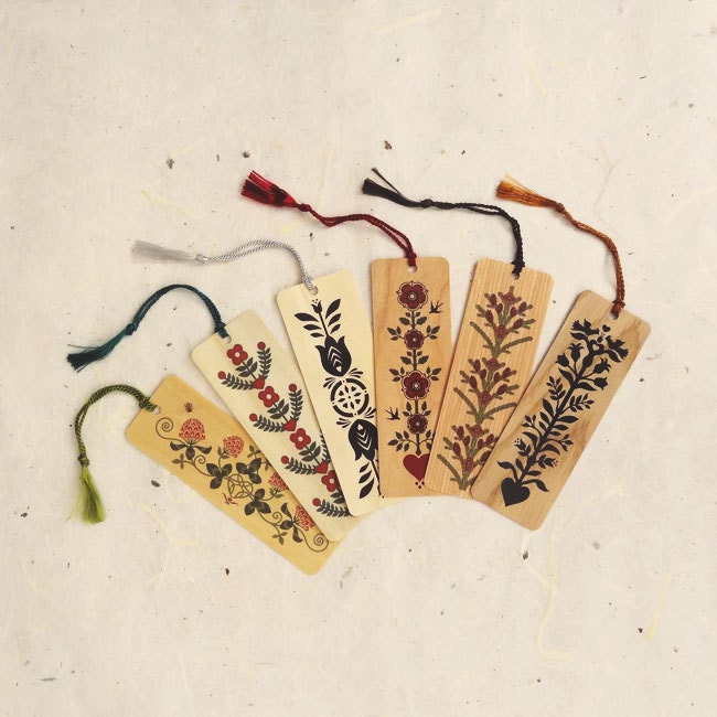 Set of 6 Wood Bookmarks