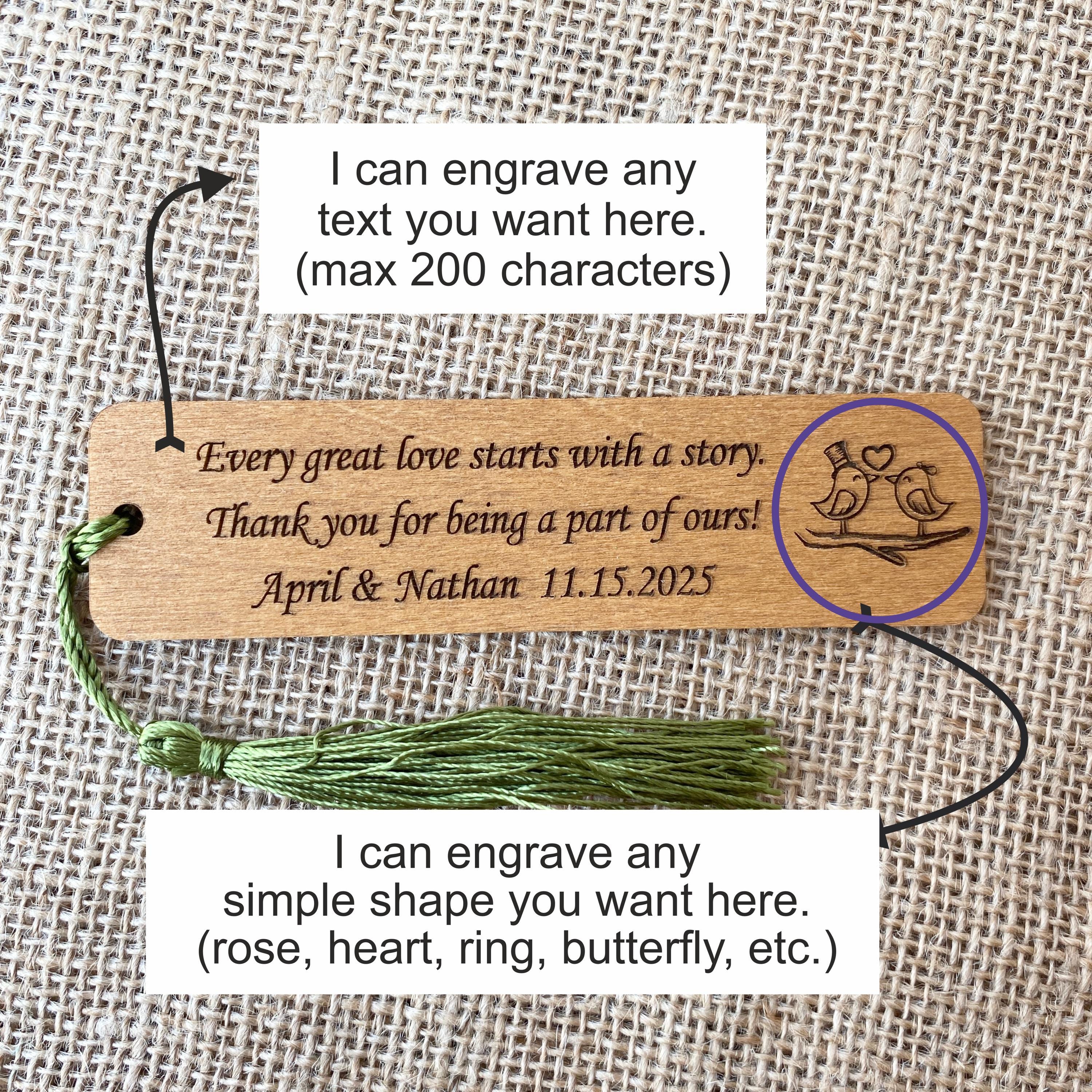 Engraved Rustic Bookmarks - Engagement Party Gifts