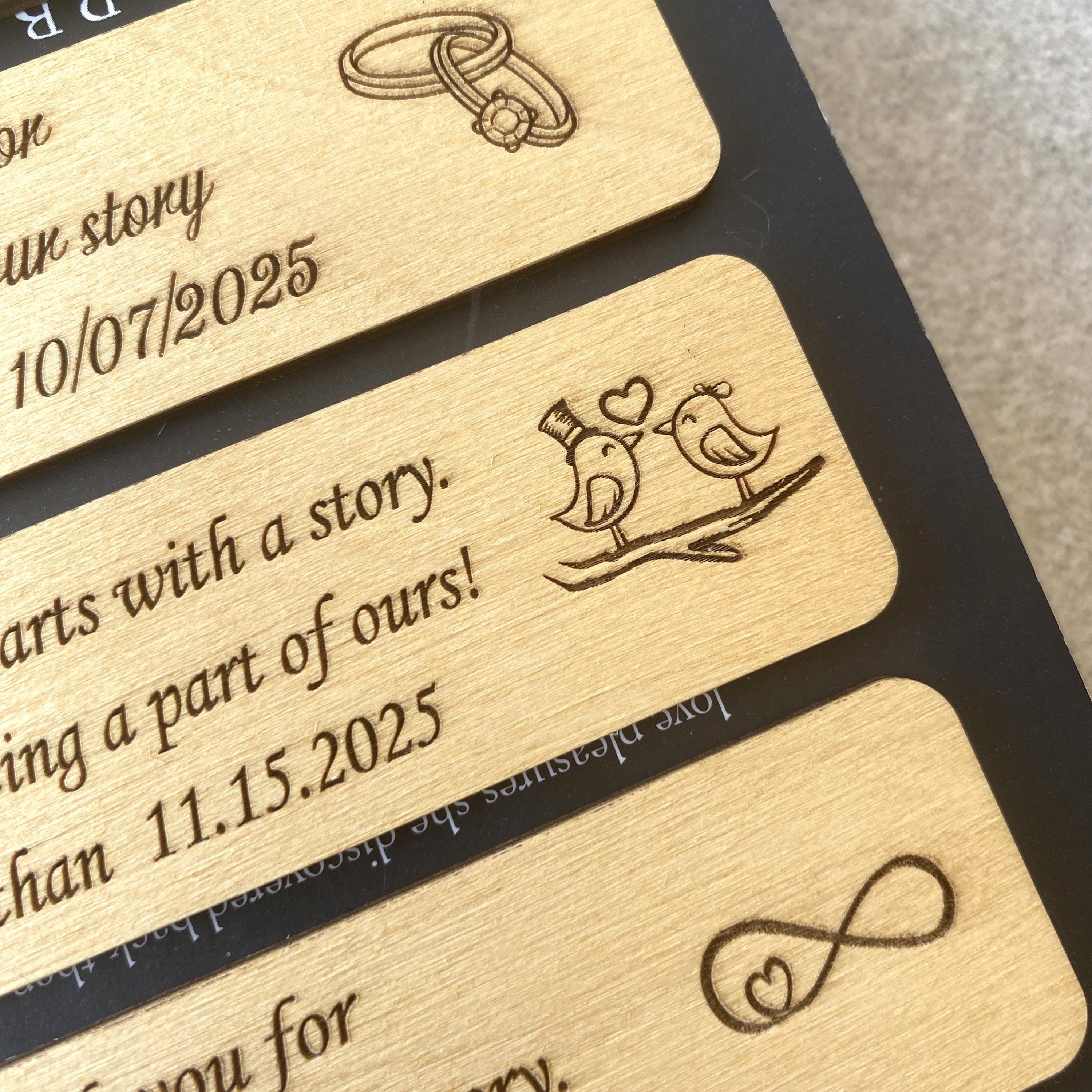 Engraved Rustic Bookmarks - Engagement Party Gifts