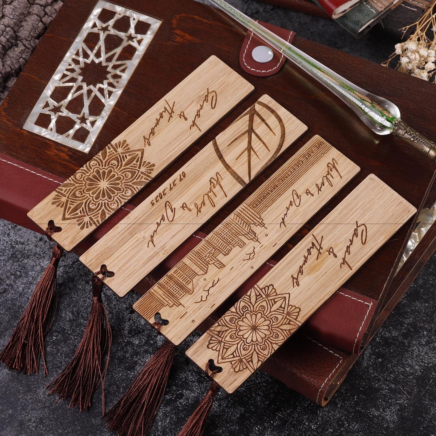 Personalized Wooden Bookmark Wedding Favor