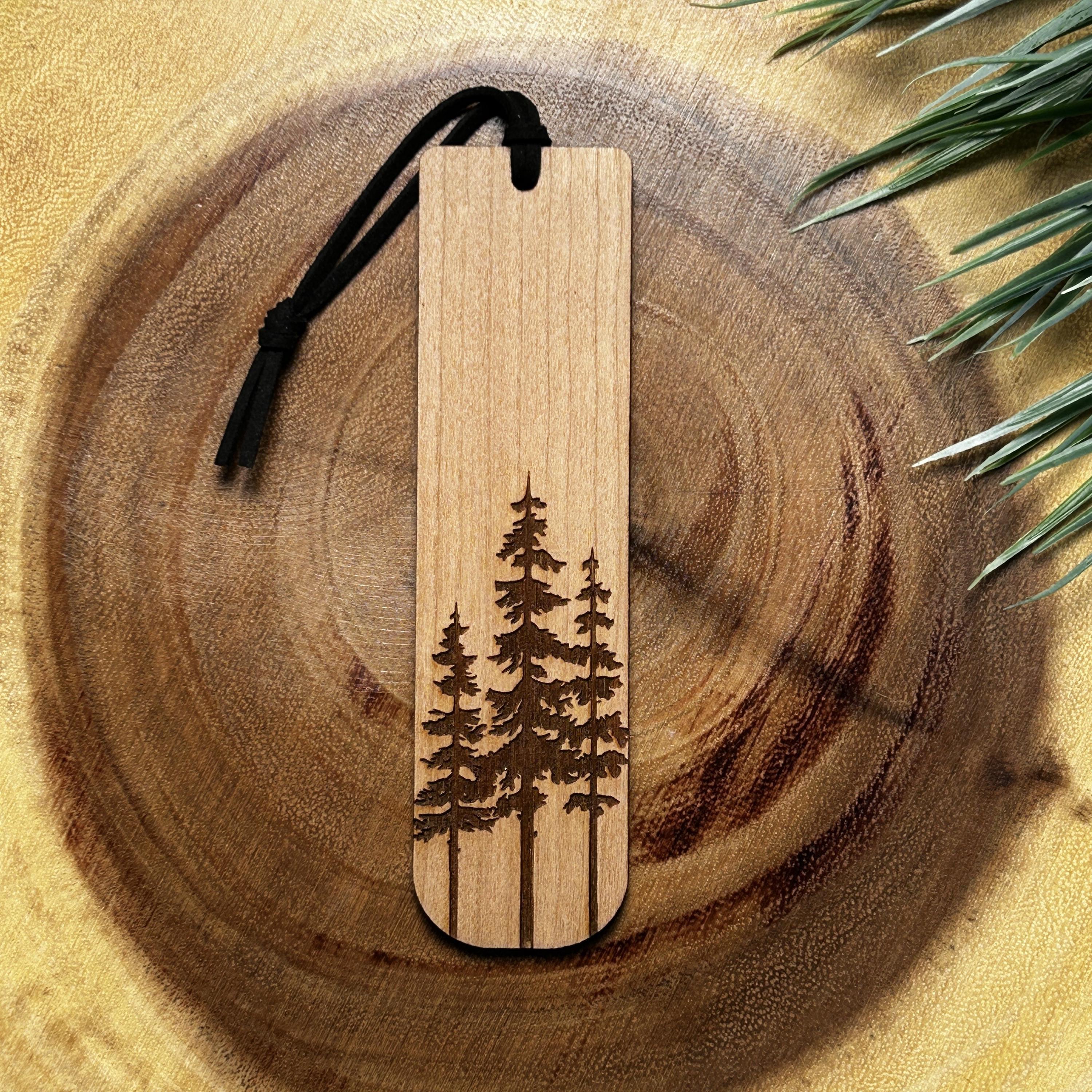 Custom Trio Pine Tree Wooden Bookmark
