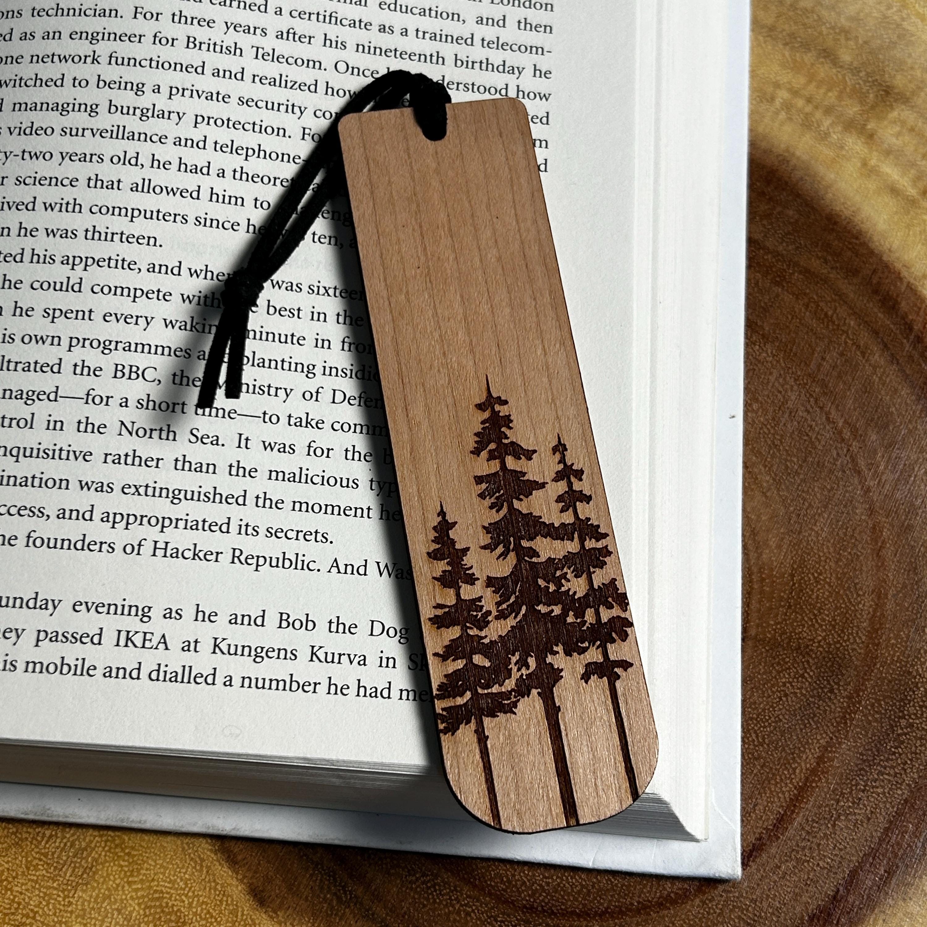 Custom Trio Pine Tree Wooden Bookmark