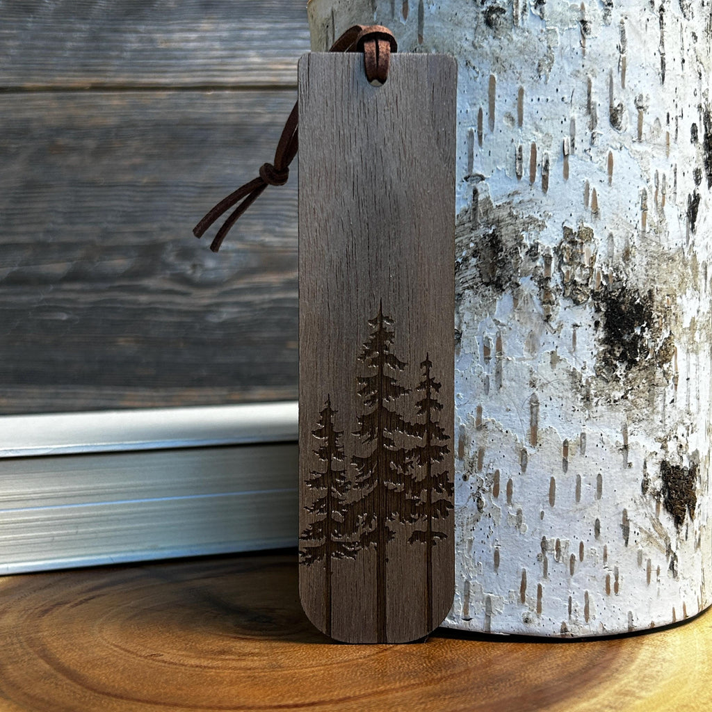 Custom Trio Pine Tree Wooden Bookmark