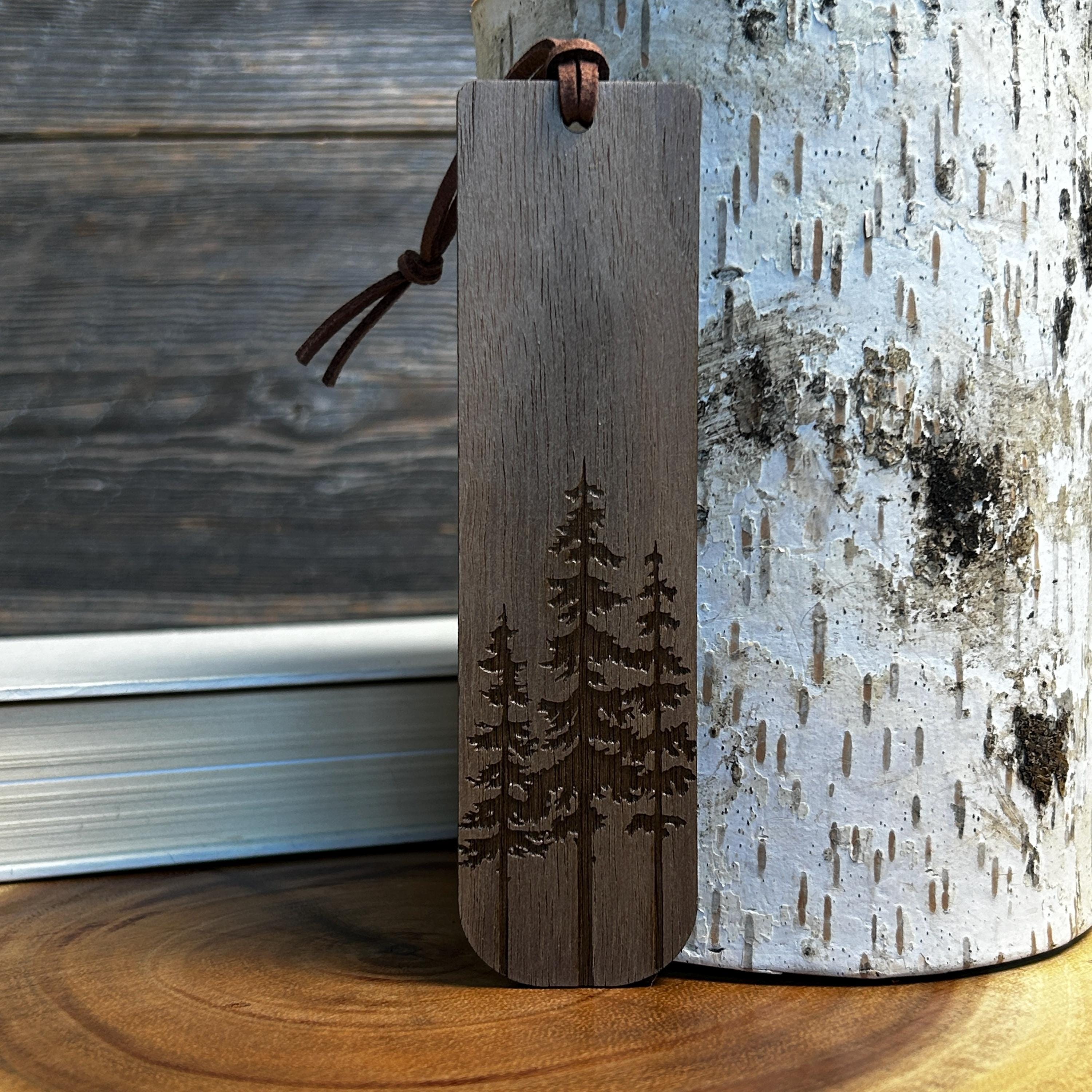 Custom Trio Pine Tree Wooden Bookmark