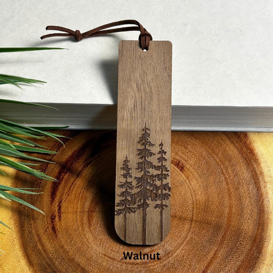Custom Trio Pine Tree Wooden Bookmark