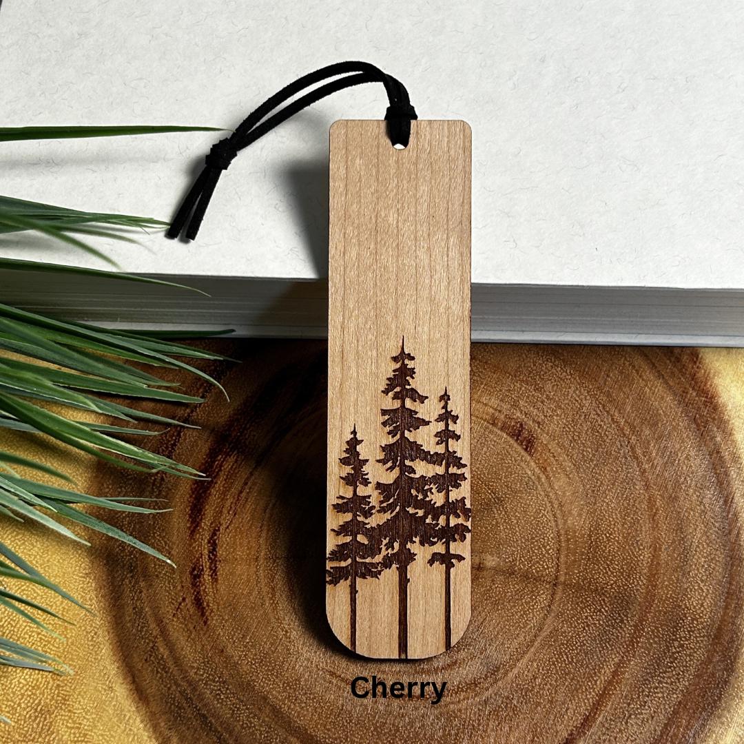Custom Trio Pine Tree Wooden Bookmark