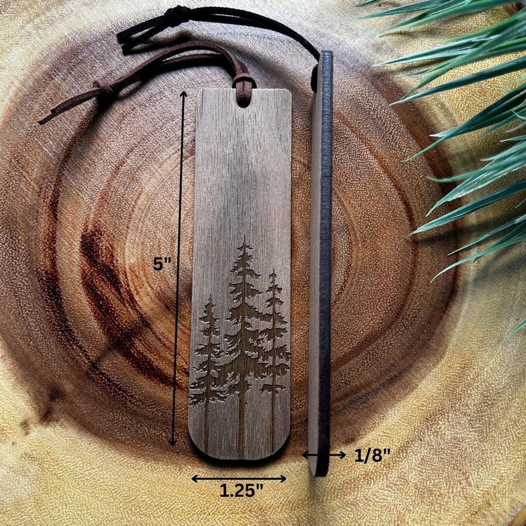 Custom Trio Pine Tree Wooden Bookmark