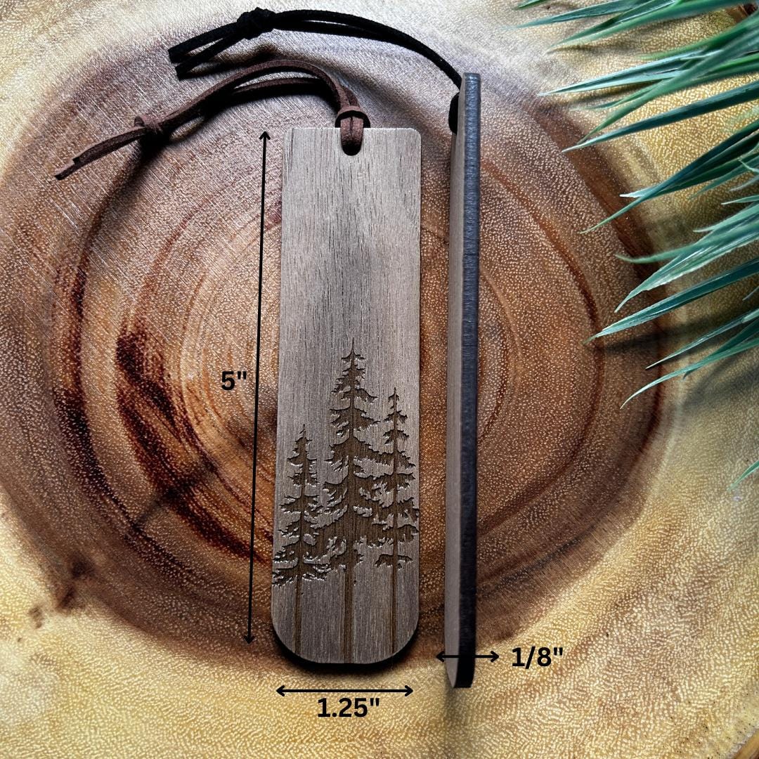 Custom Trio Pine Tree Wooden Bookmark