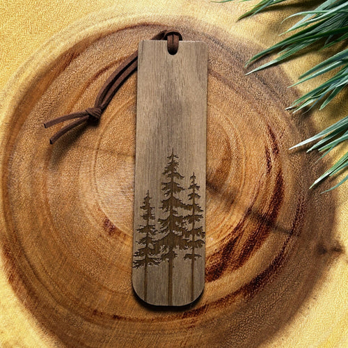 Custom Trio Pine Tree Wooden Bookmark