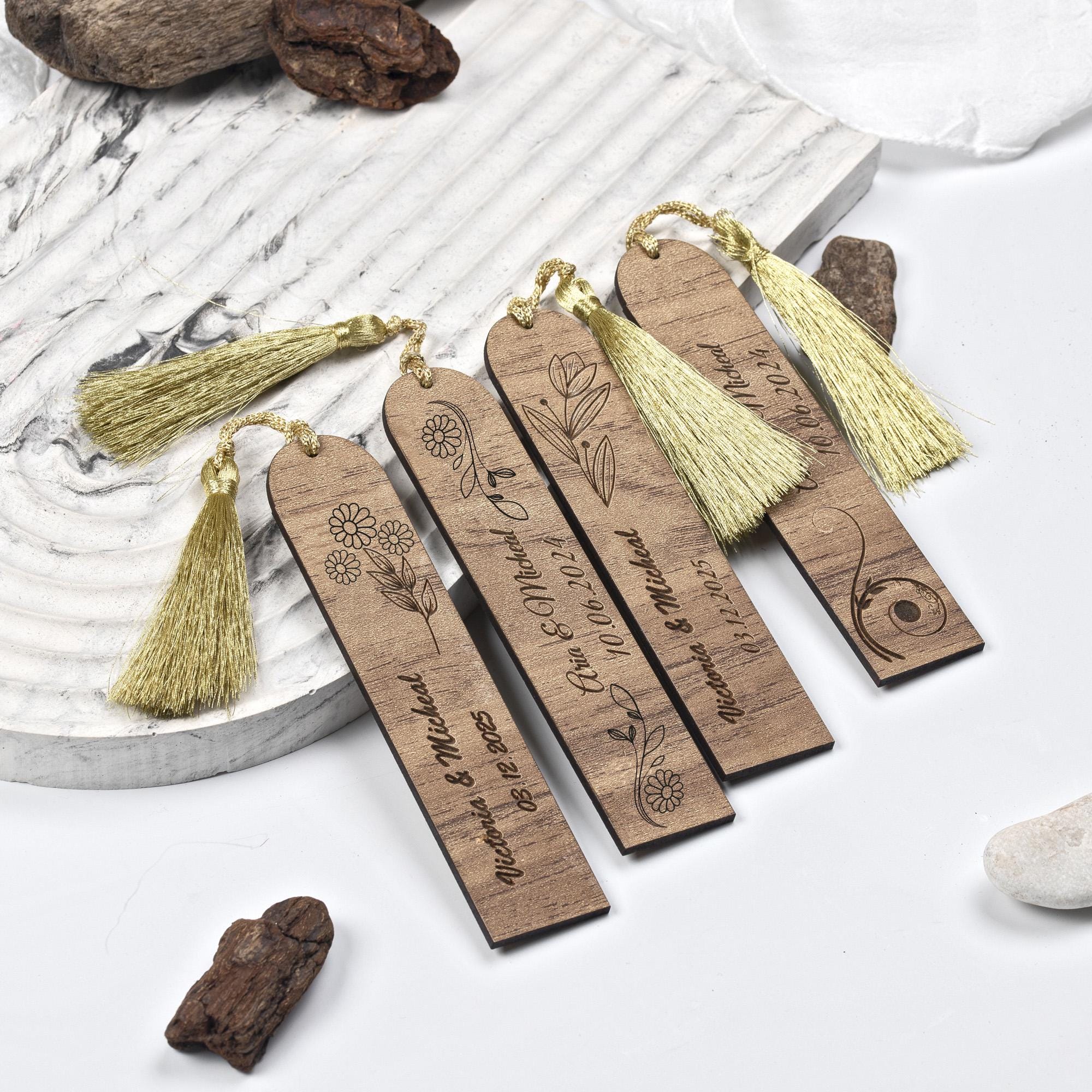 Custom Wooden Bookmarks Set for Weddings