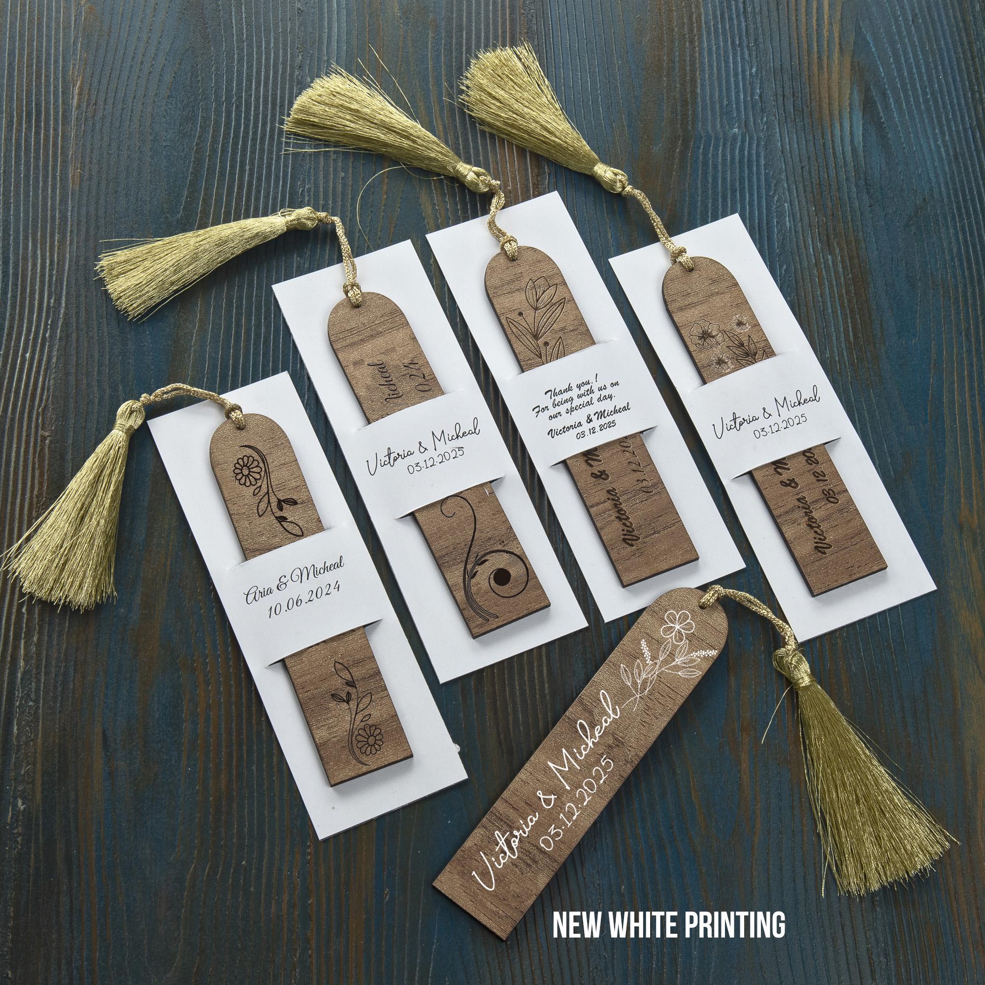 Custom Wooden Bookmarks Set for Weddings