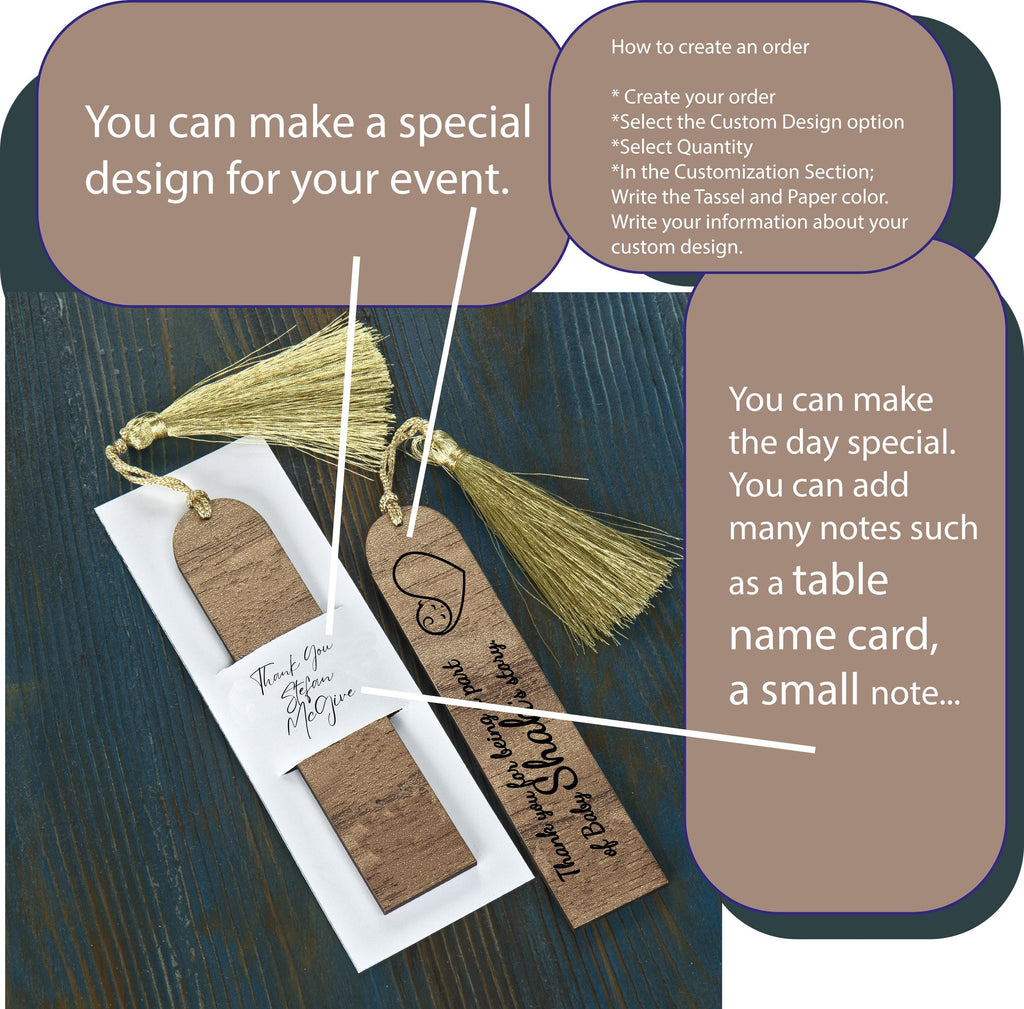Custom Wooden Bookmarks Set for Weddings