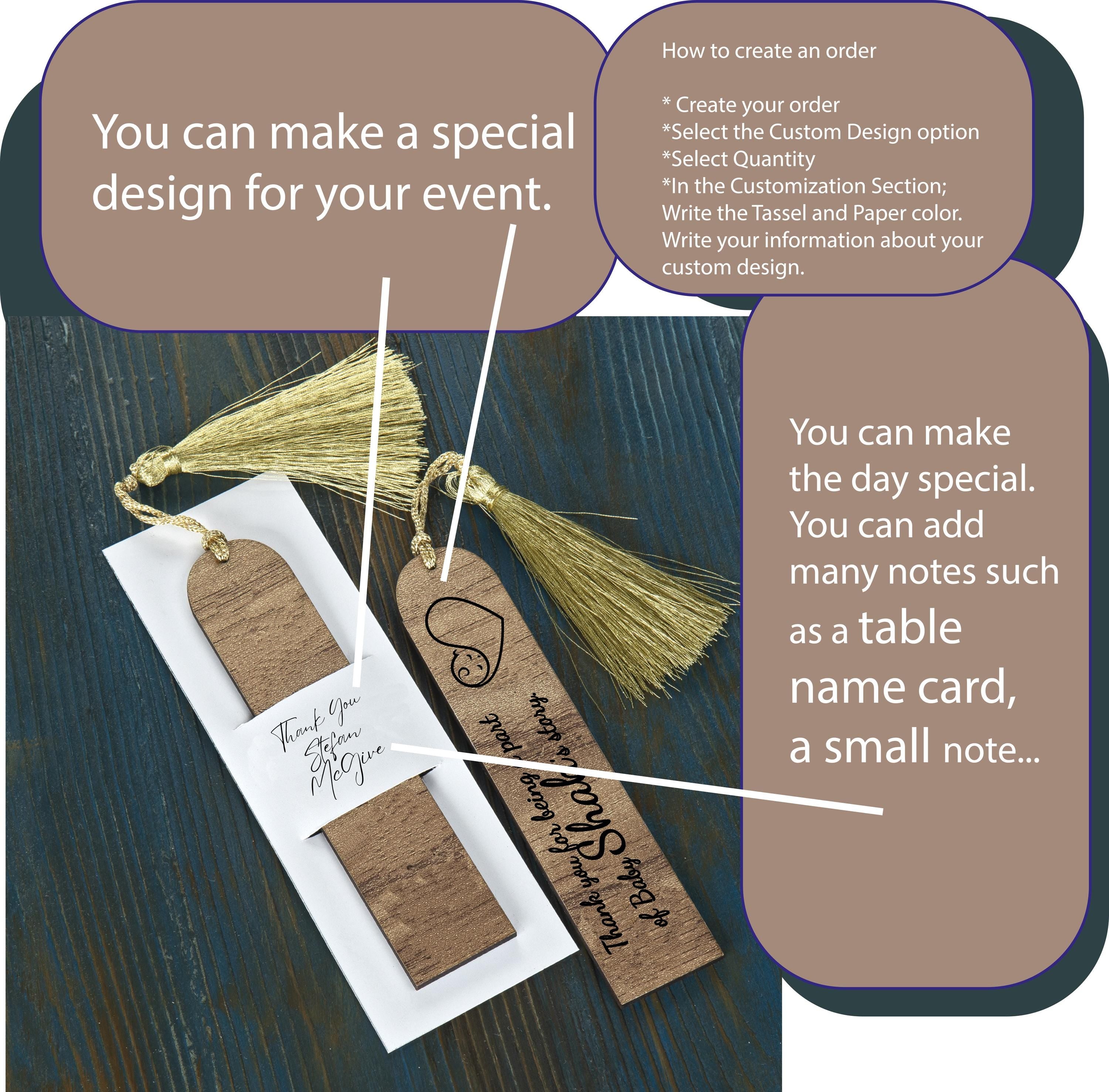 Custom Wooden Bookmarks Set for Weddings