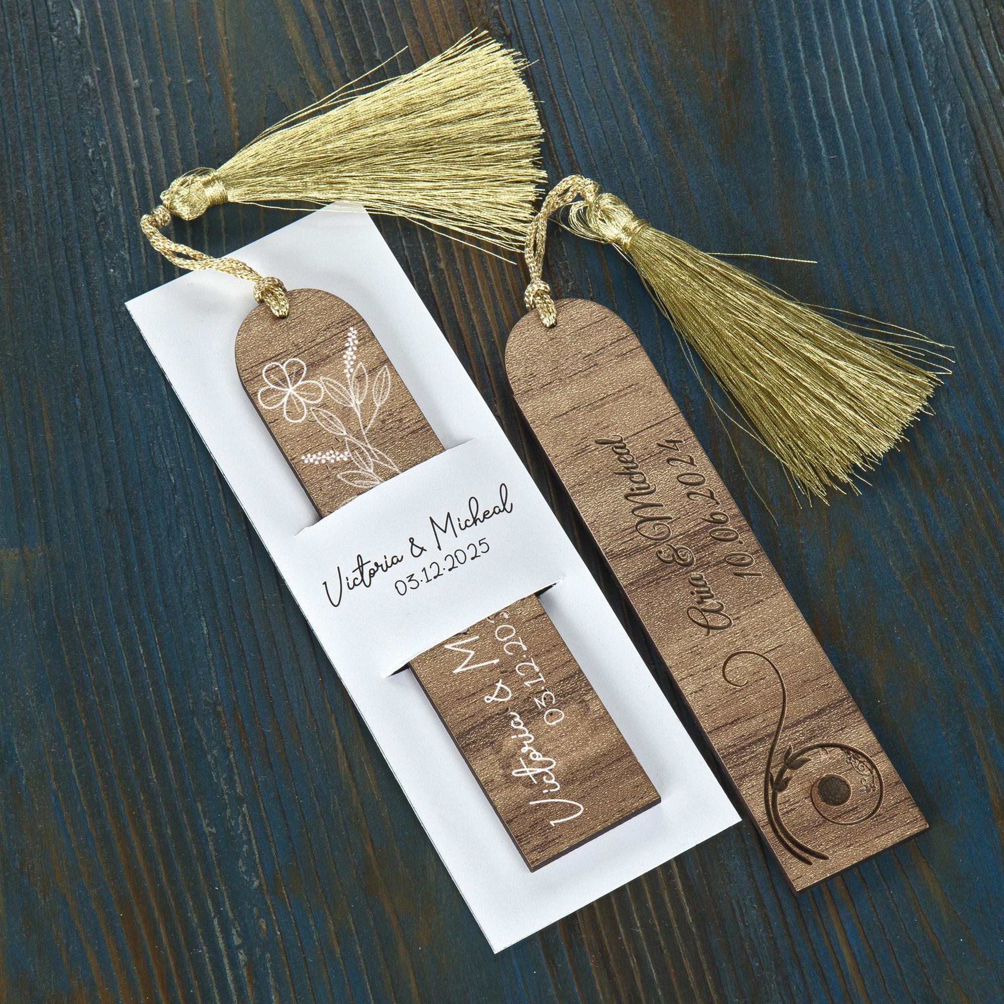 Custom Wooden Bookmarks Set for Weddings