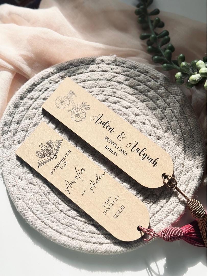Personalized Wooden Bookmark Wedding Favors