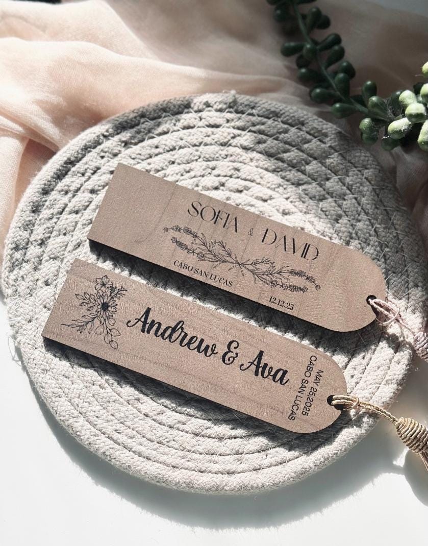 Personalized Wooden Bookmark Wedding Favors