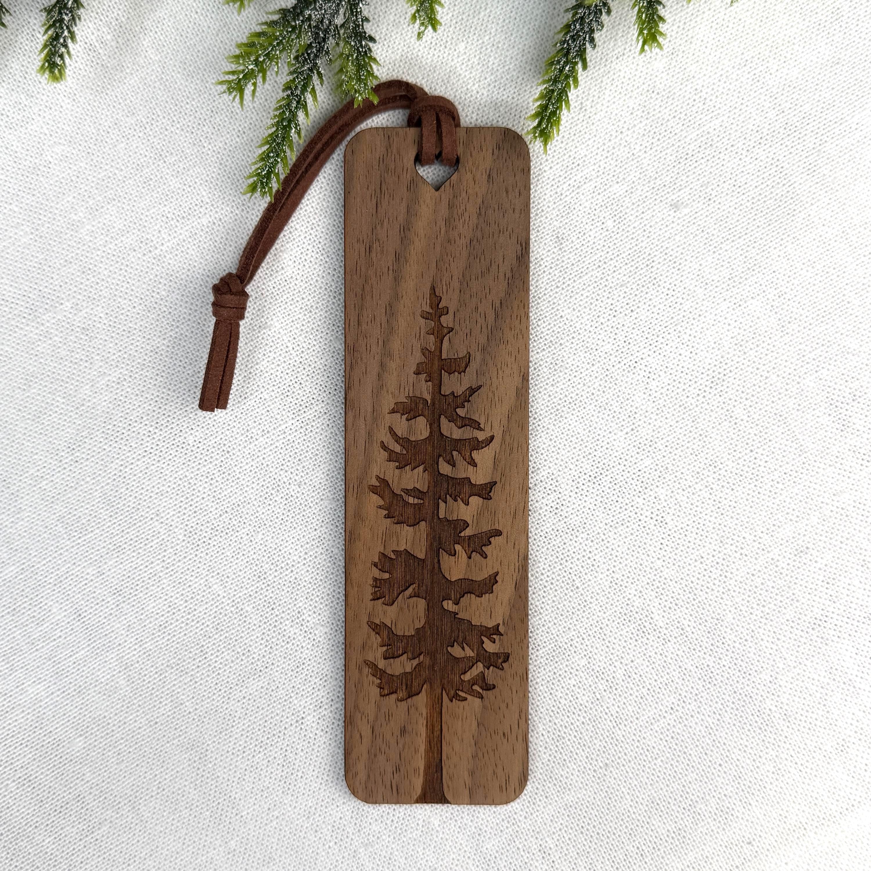 Personalized Wooden Bookmark - Pine Tree Engraved