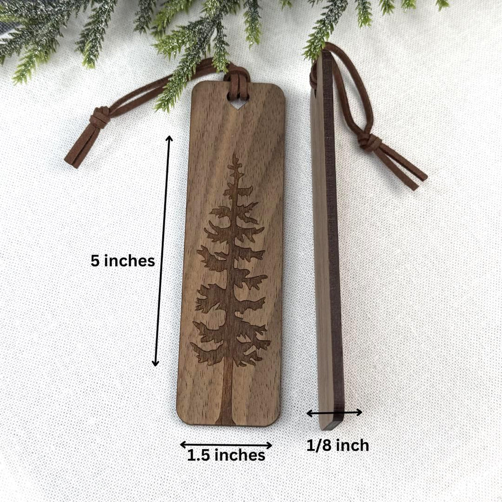 Personalized Wooden Bookmark - Pine Tree Engraved