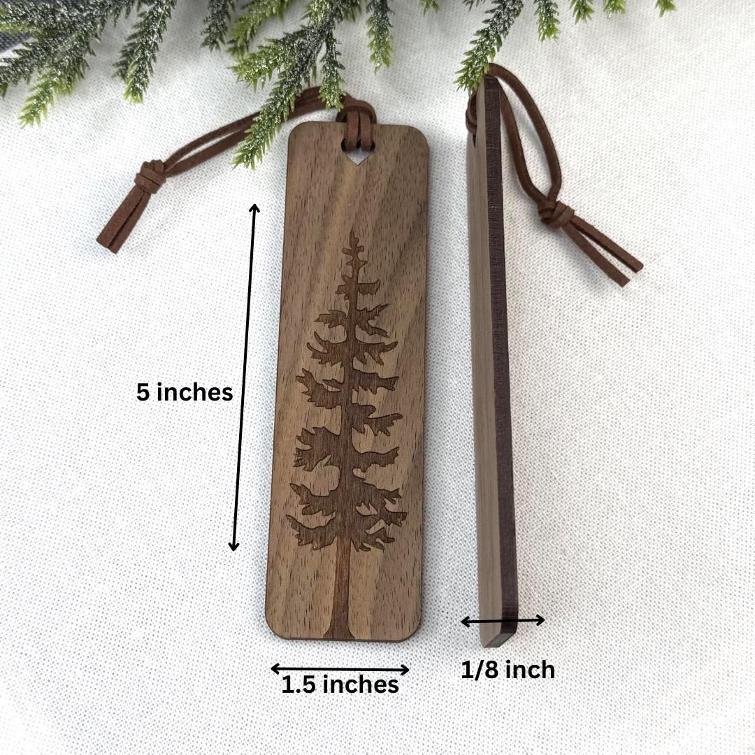 Personalized Wooden Bookmark - Pine Tree Engraved